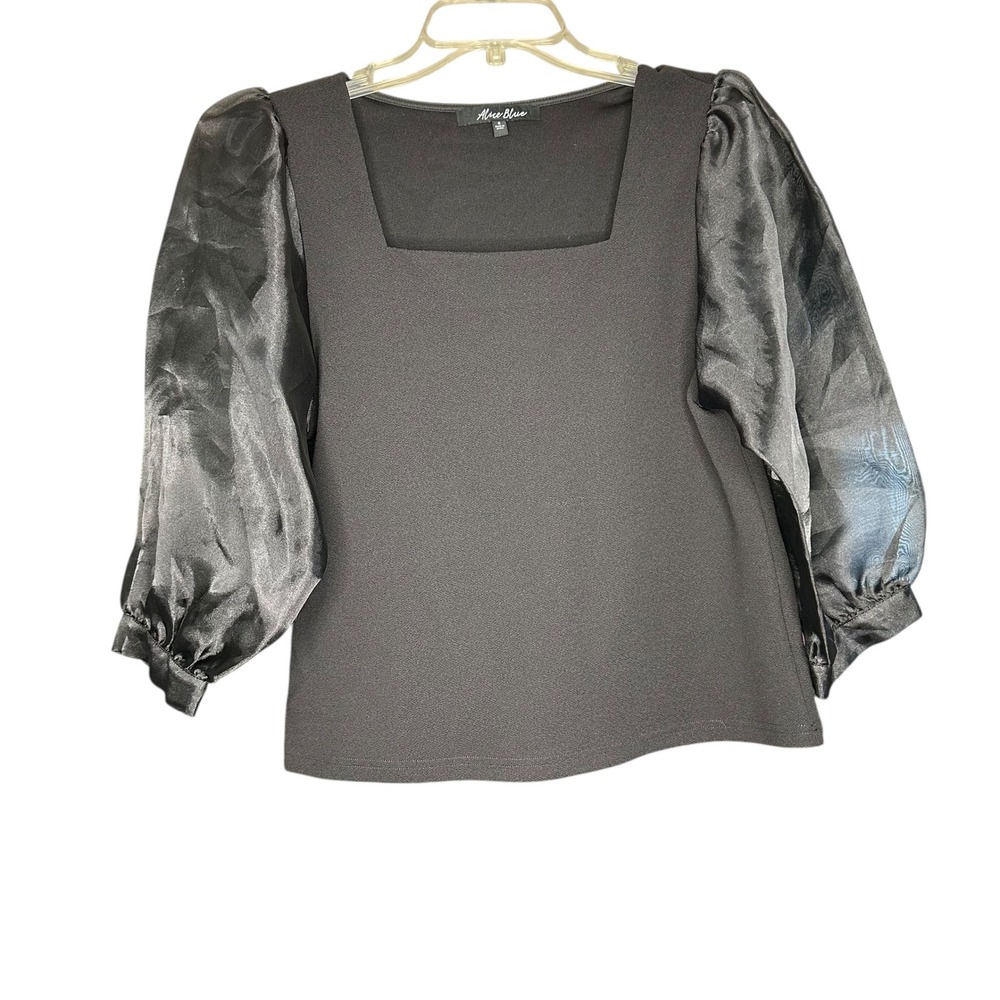 Alice Blue Womens‎ Black Puff Sleeve Square Neck Top S Whimsigoth Fairygoth